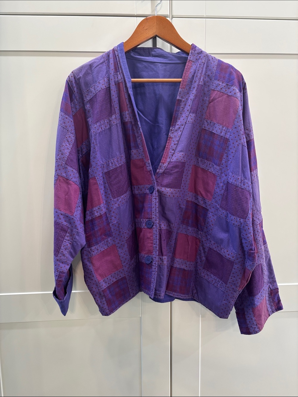 Purple Patchwork Button-Front Jacket - Picture 2 of 7